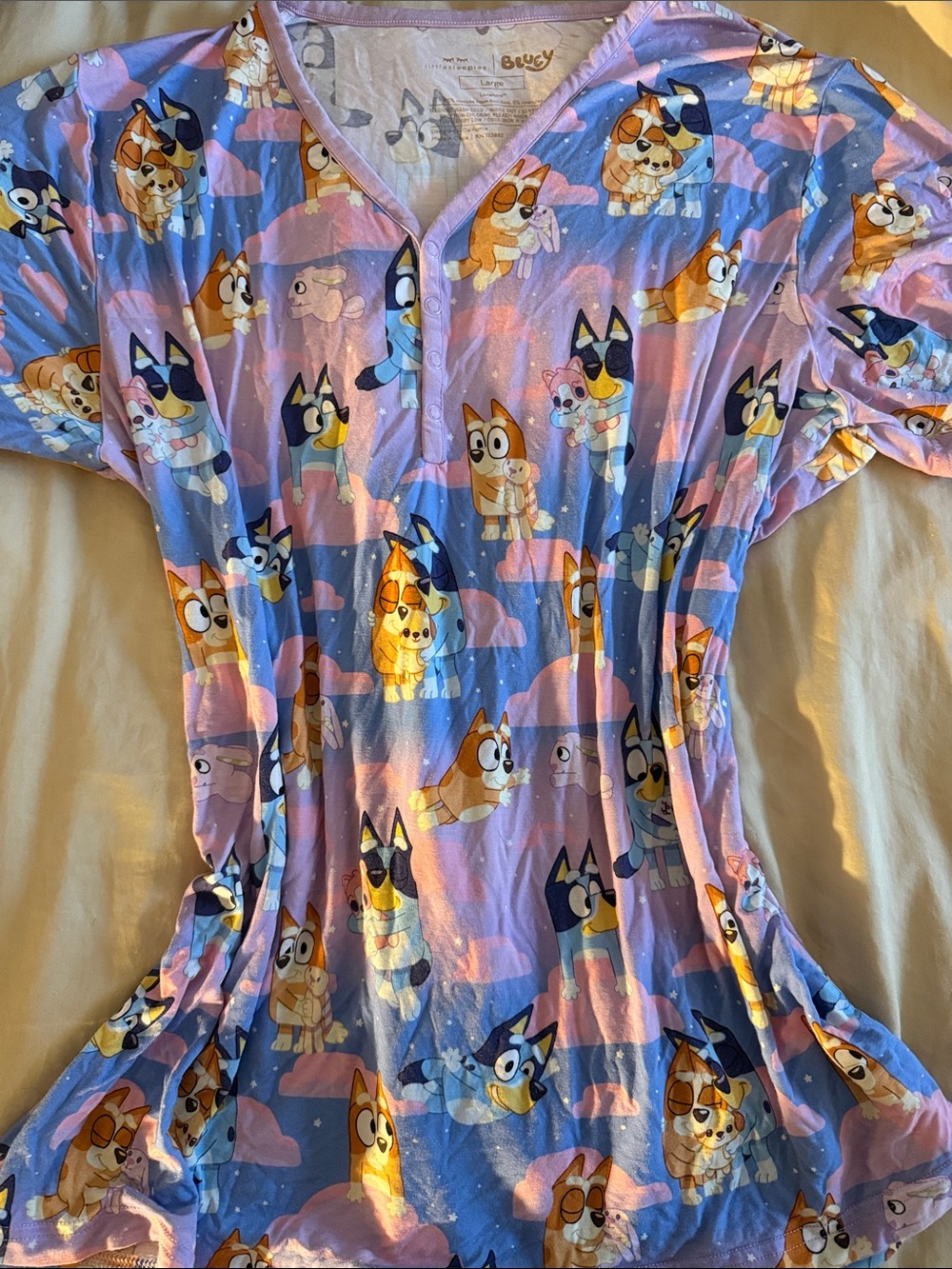 Little Sleepies Purple & Pink Bluey Print Pajama Top